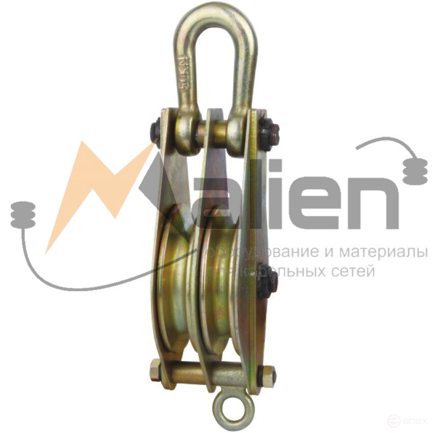 Mounting block (outlet) with MB 50-2U eyelet (5 tons, 2 pulleys, galvanized housing) MALIEN