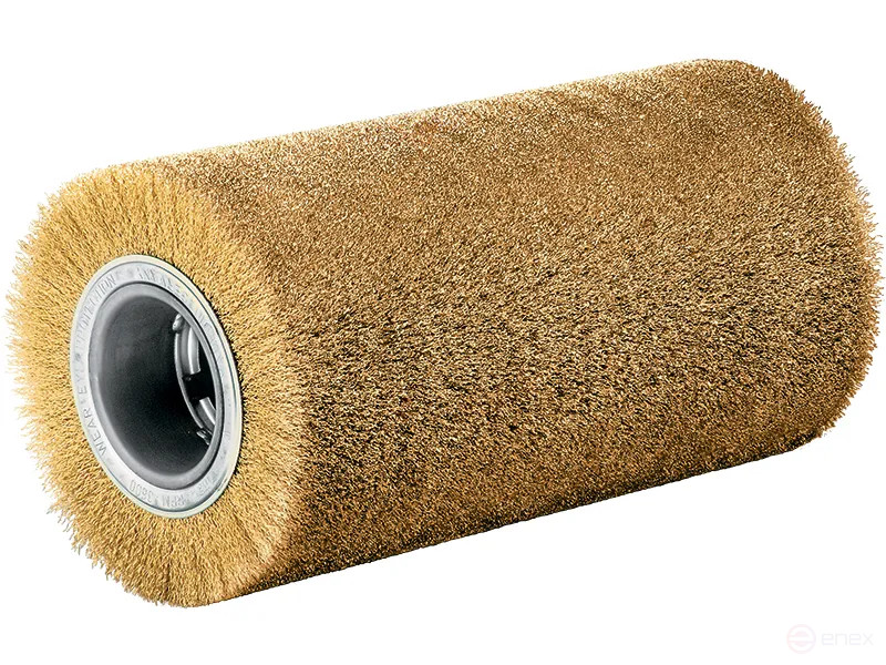 Щетка цилиндрическая гофрированная, Д300 мм, ширина 600 мм, латунированная кордовая проволока, гофрированная STL 0,38 мм, посадочное отверстие 120 мм