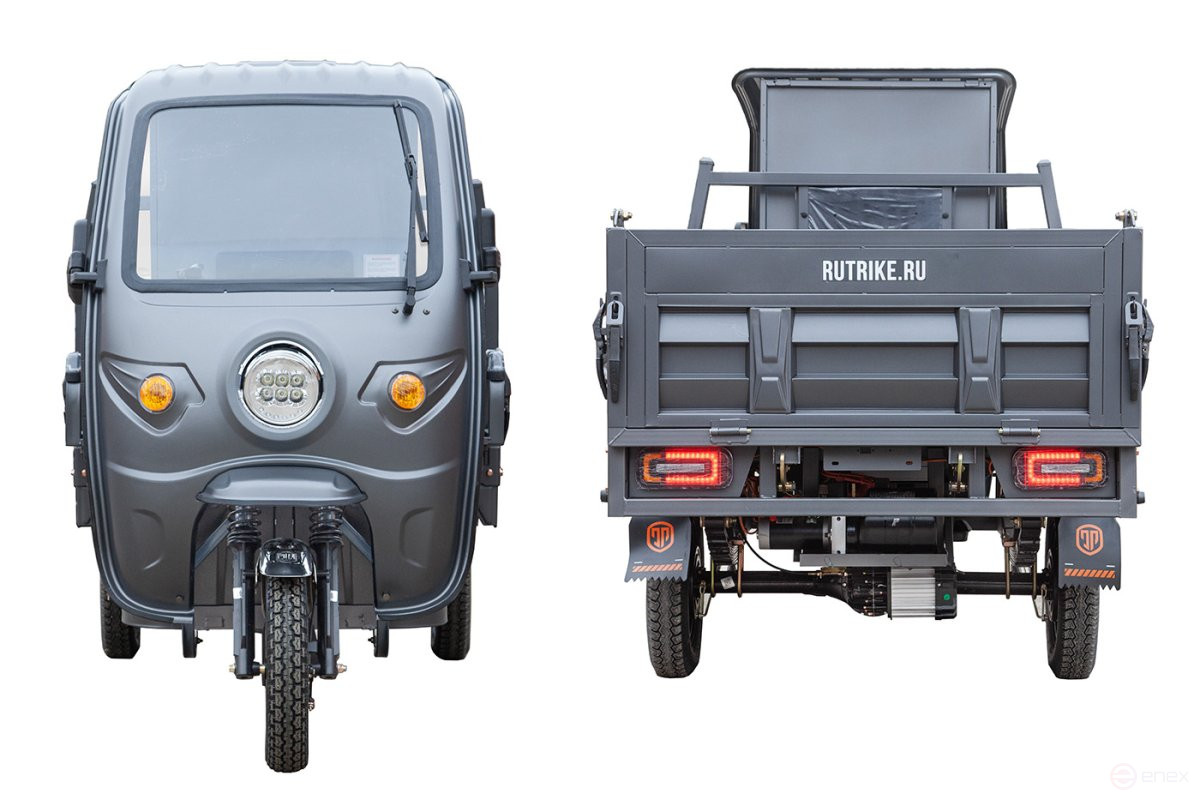 Грузовой электрический трицикл Rutrike D5 КАБИНА гидравлика 1700 60V1200W, черный-матовый