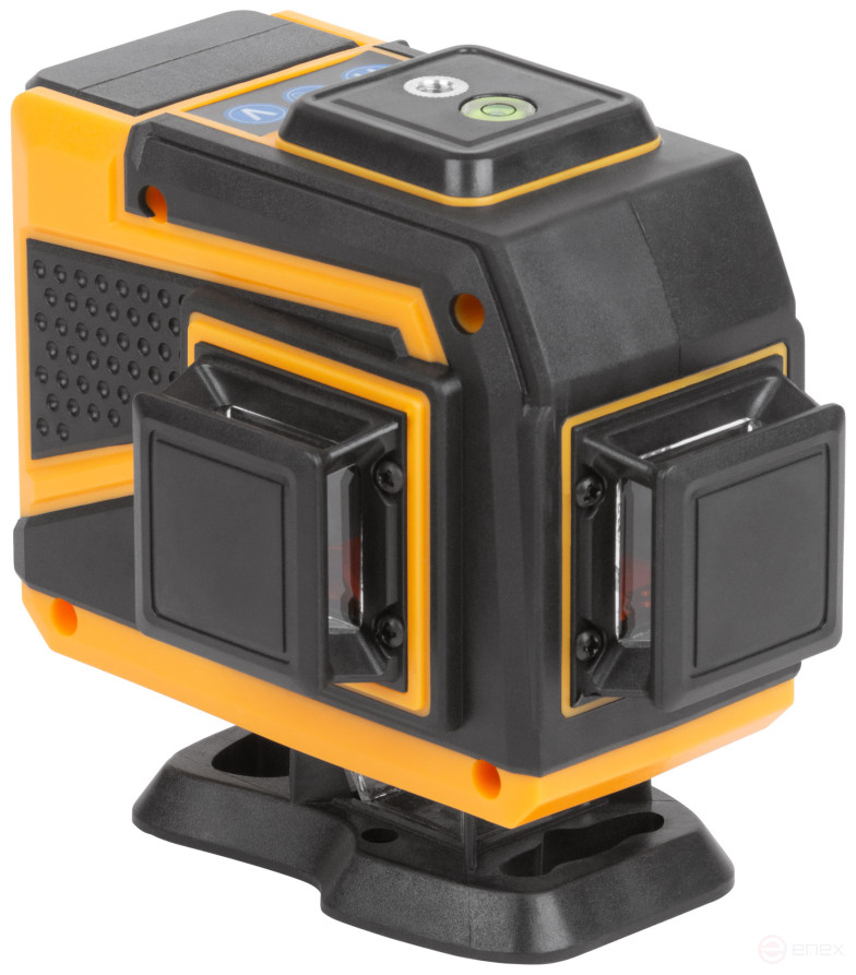 Уровень лазерный самоуспокаивающийся, зеленые лучи, 3 плоскости 360 гр., диапазон 20 м, Li-Ion аккум., 2 уровня яркости, без треноги, платформа для по
