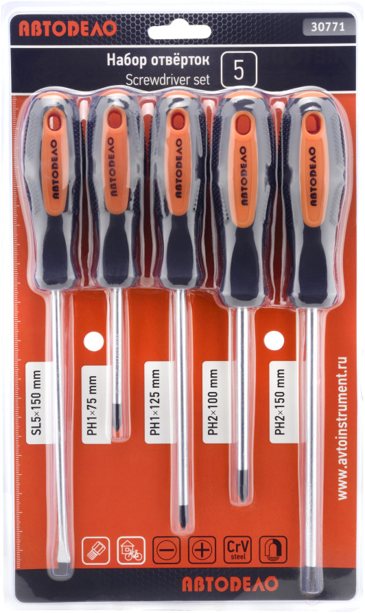 Screwdriver Set (Avtodor) 5pr.(blister) (30771)