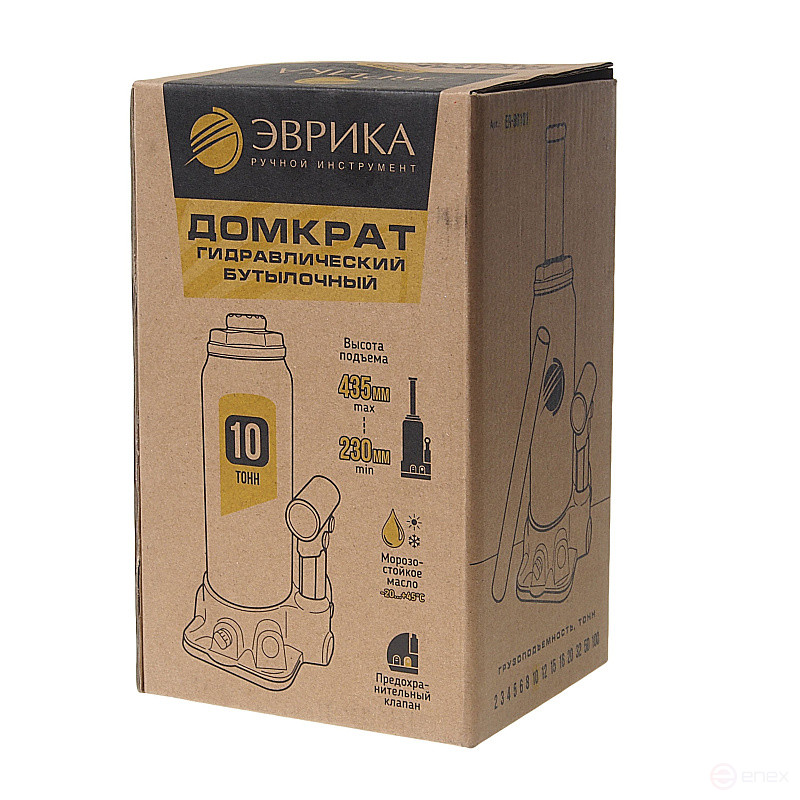 Hydraulic jack ER-80101 bottle with 10t valve, repair kit (lifting height 230-435mm) EUREKA /1/4