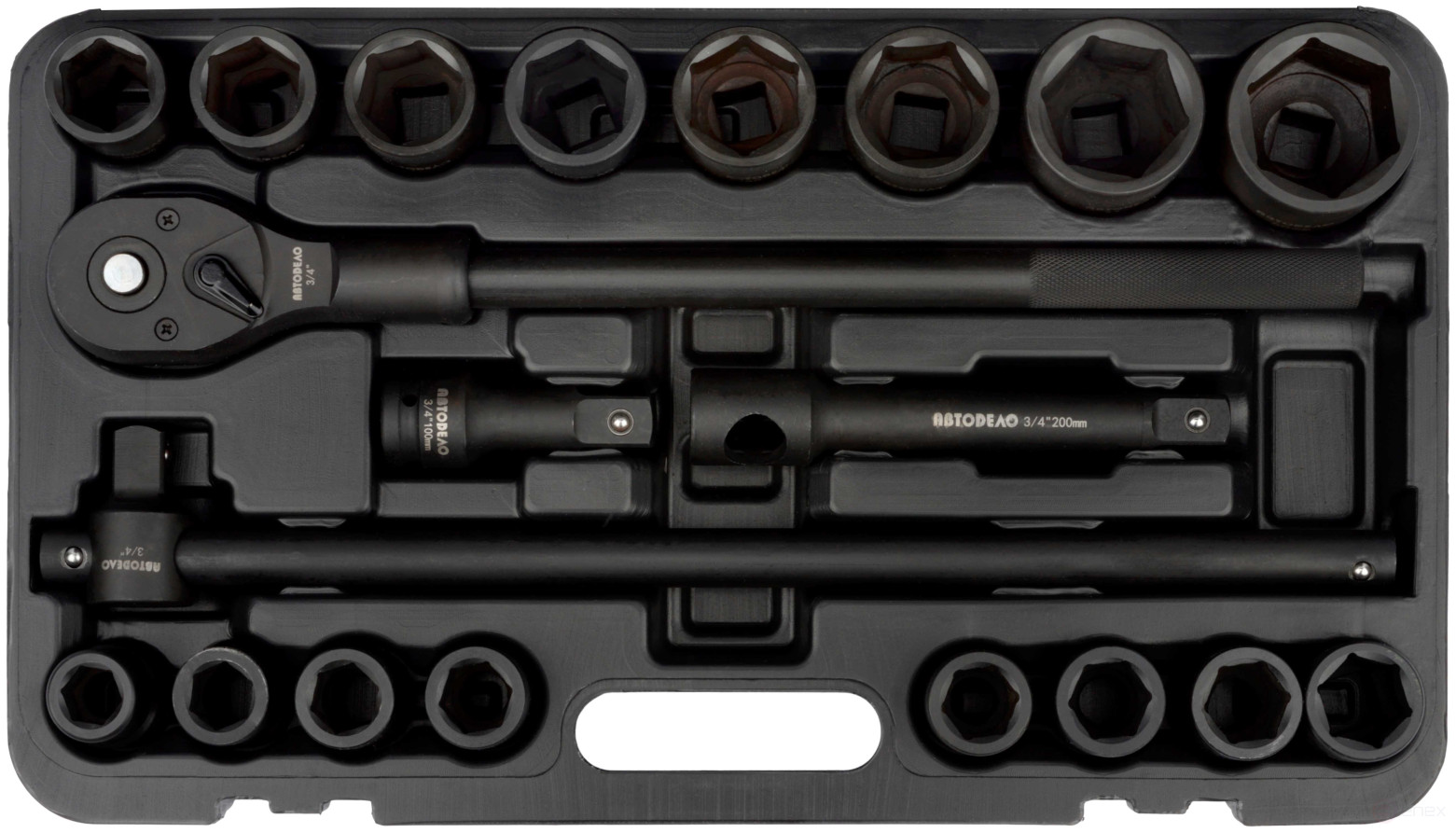 Набор головок ударных 3/4" 19-50 мм (20пр.; 6PT; Cr-Mo; кейс) АвтоDело (39830)