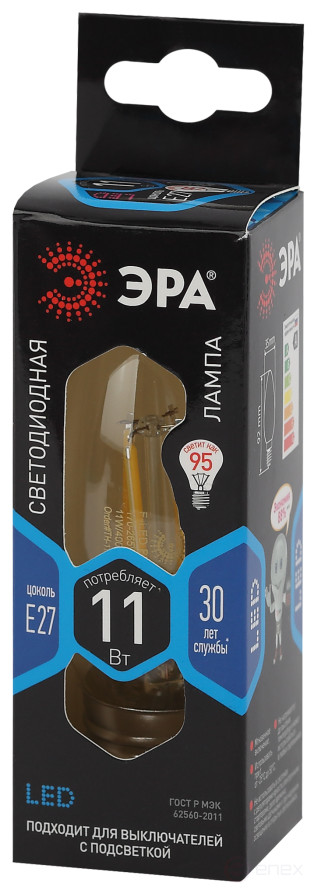 LED Lamp ERA F-LED B35-11w-840-E27 11W Filament Candle Neutral White Light E27