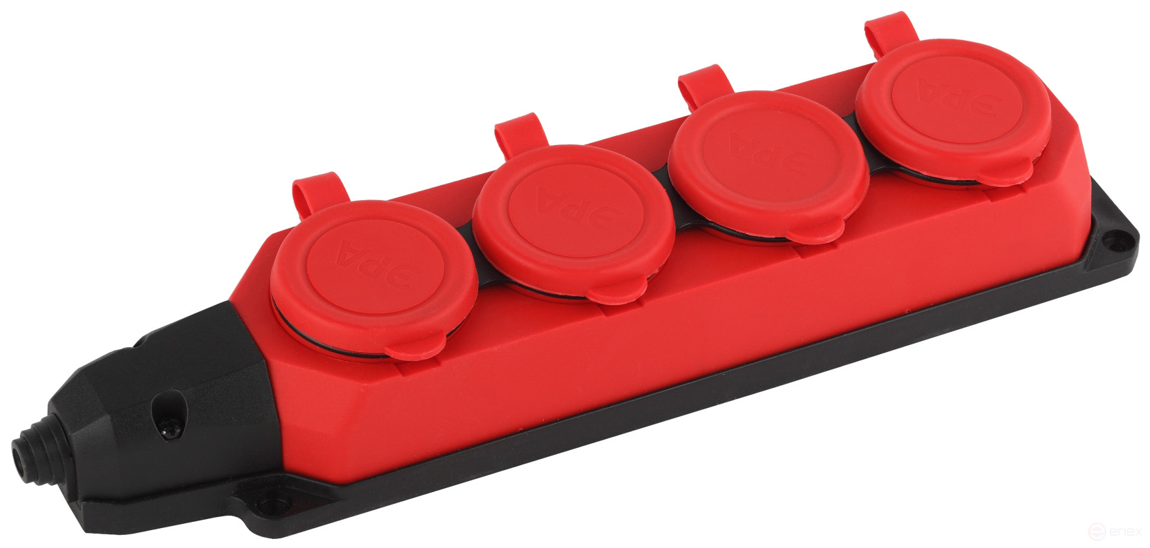 ERA K-4e-RED-IP44 rubber pad with earthing 4 sockets 16A IP44 red