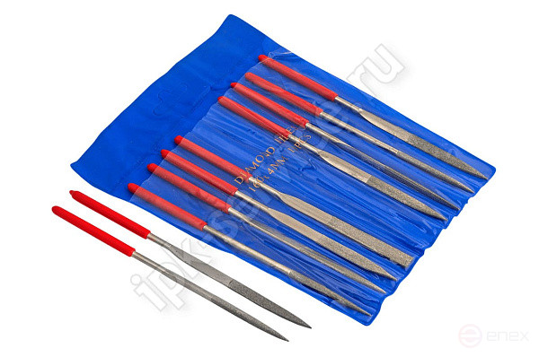 A set of diamond fillets 4x160mm (10 pcs., kr,polukr,3 plsk,kvdr,trxgr, 2 oval, rhombus)