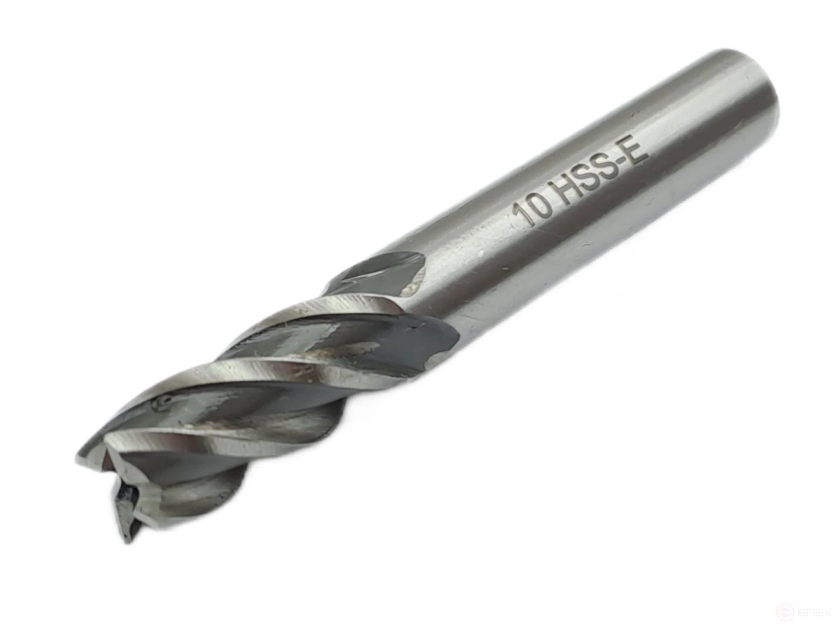End mill with cylindrical shank f 10x22x72 mm z=4 P6M5K5 TORNERI T020860