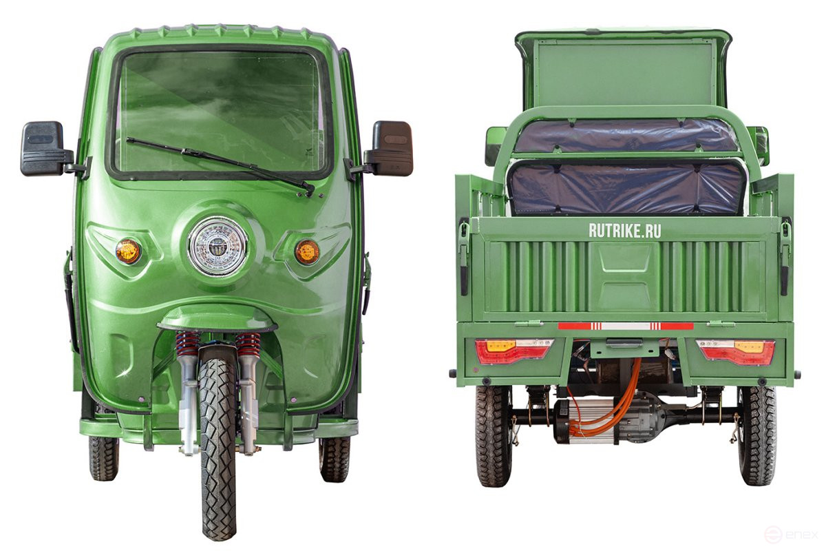 Грузовой электротрицикл Rutrike Гермес 1500 60V1200W, темно-зеленый