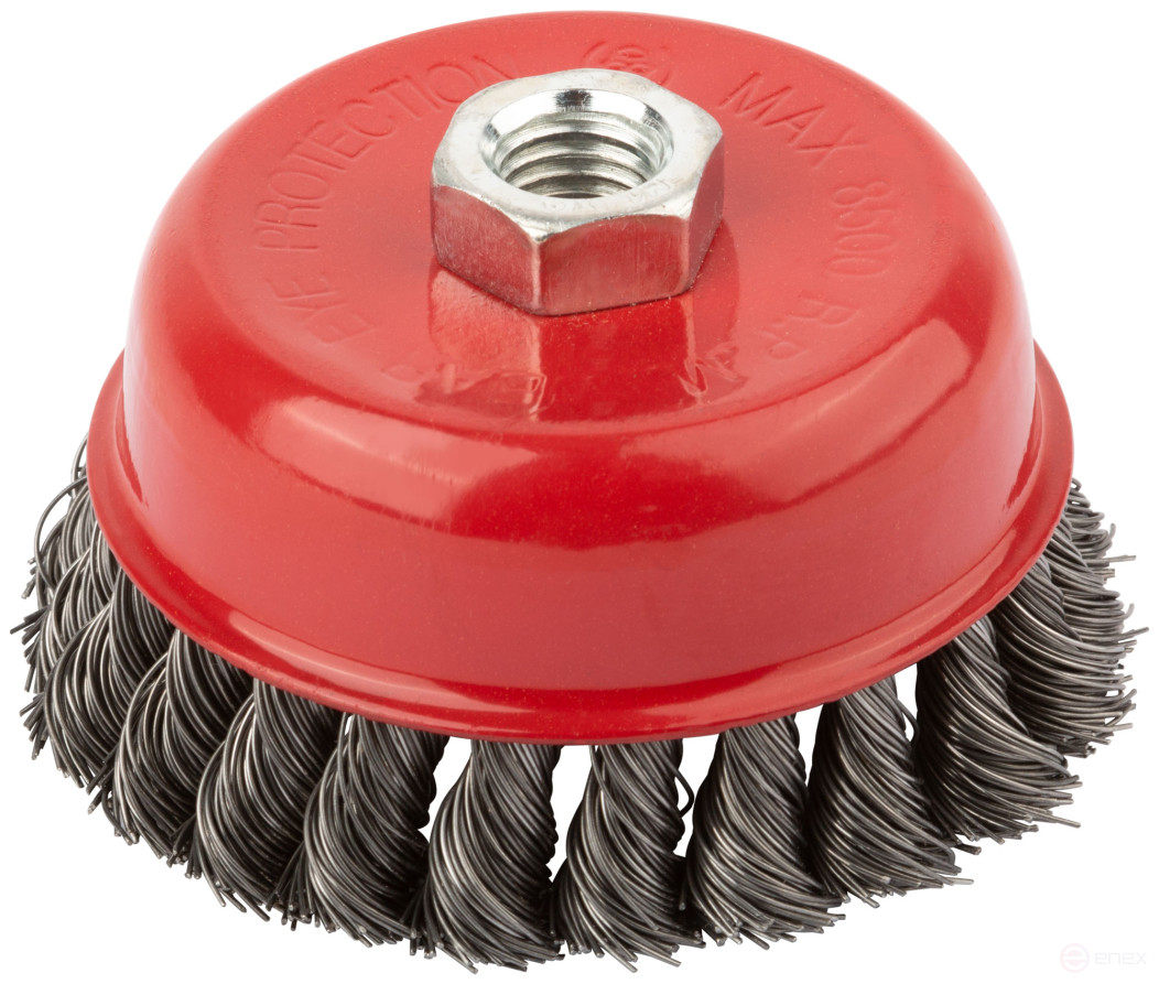 Cup plate, M14 nut, 100 mm twisted steel wire