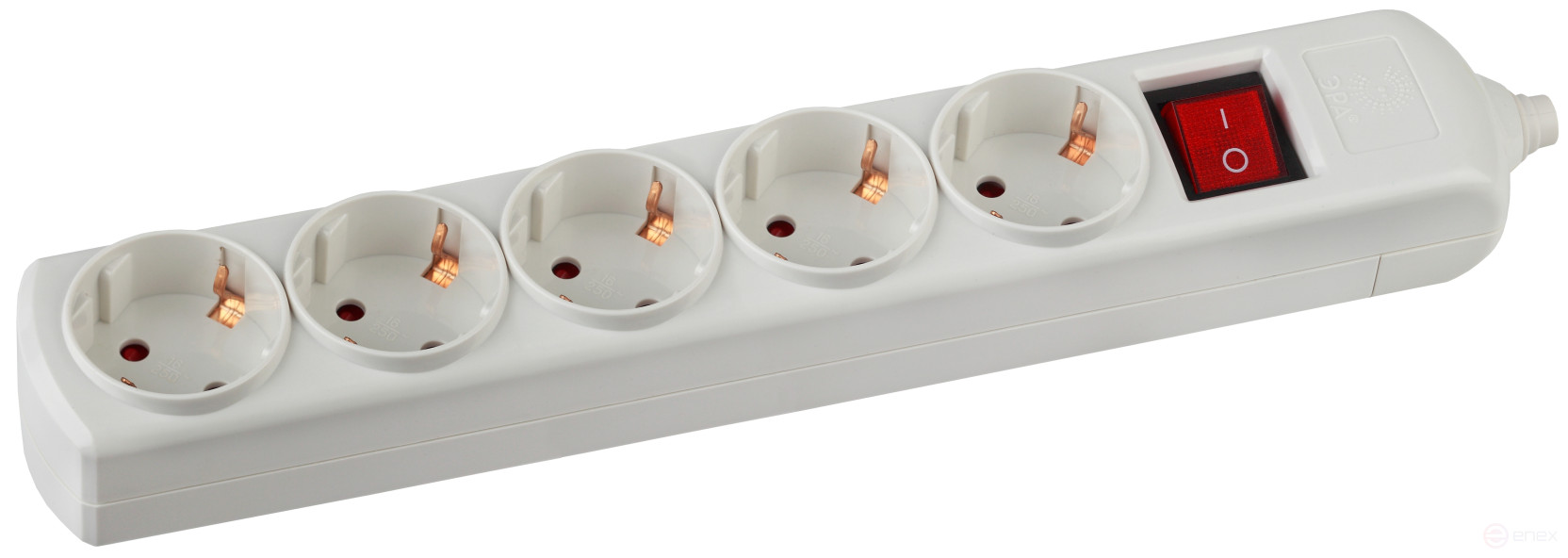 ERA K-5es 5 Sockets with ground connection with switch white