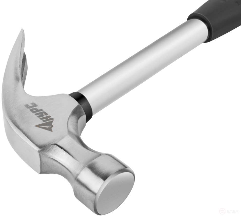 Молоток-гвоздодер, металлическая ручка, резиновая рукоятка 29 мм, 450 гр.