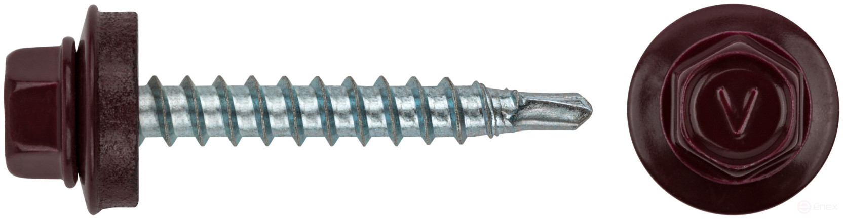 Шурупы кровельные со сверлом 4.8 х 32, темно-борд. RAL-3005 (фасовка 250шт)