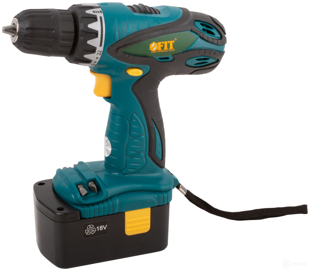Drill-Screwdriver acc. 18.0 V; 0-550 rpm; 16.0 Nm; 2 (Ni-Cd) 1.3 Ah; 3-5 h.; res. tilt; case