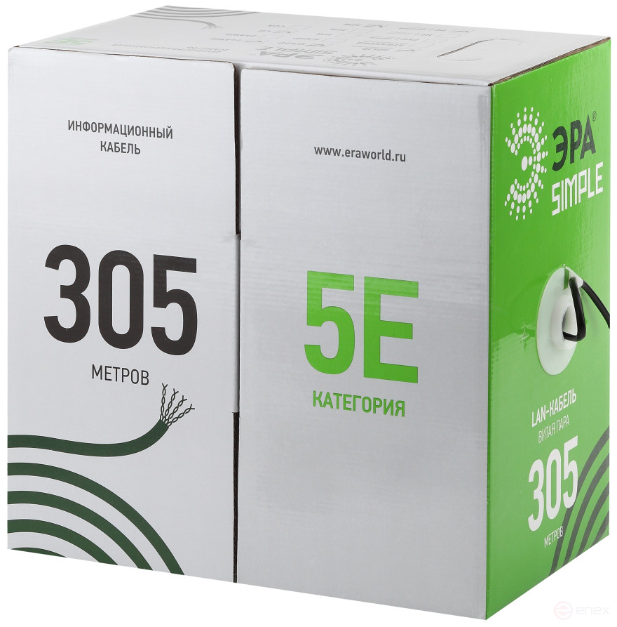 UL-4-PE Кабель витая пара ЭРА SIMPLE U/UTP 4x2x24AWG Cat5e CU PE OUTDOOR 305м