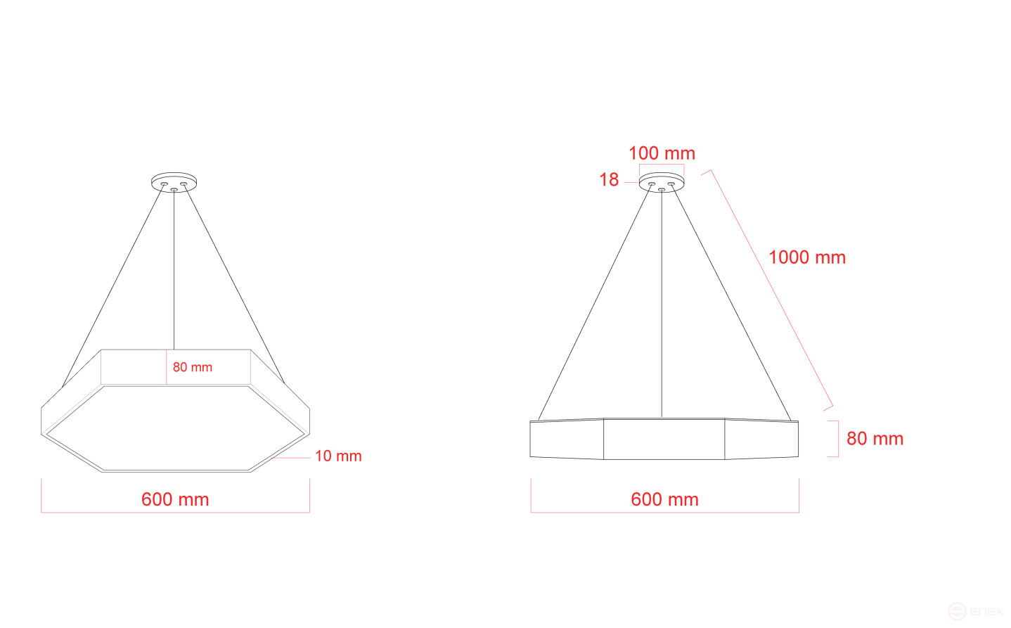 Светильник LED ЭРА Geometria SPO-121-W-40K-038 Hexagon 38Вт 4000K 4000Лм IP40 600*80 белый подвесной драйвер внутри