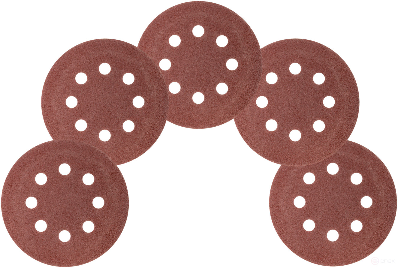 Круги шлифовальные с отверстиями (липучка), алюминий-оксидные, 125 мм, 5 шт. Р 40