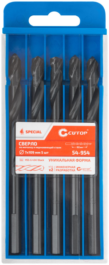 Сверло по металлу Cutop Special, HSS-G, 7 х 109/62 мм (5 шт)