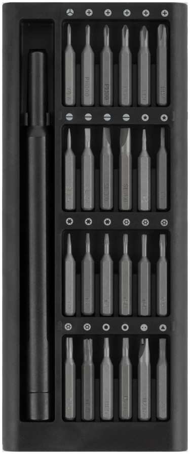 Screwdriver with bits for precision work, 24-bit S2 steel, aluminum case, Pro