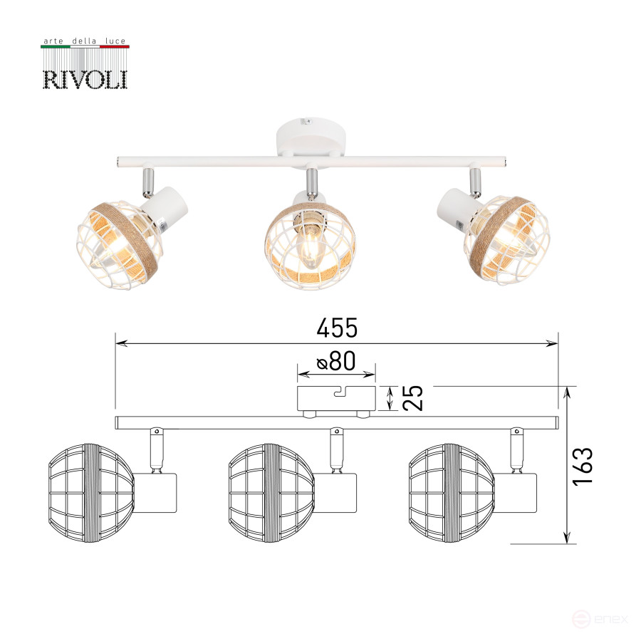 Светильник настенно-потолочный спот Rivoli Anselma 7034-703 3 x E14 40 Вт поворотный