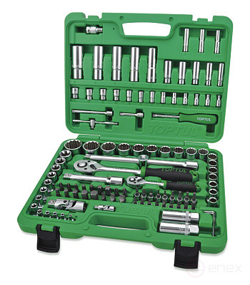 A set of tools in a suitcase 1/4" and 1/2" 12-gr., 108 items TOPTUL