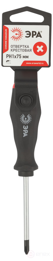 75PH1 Отвертка ЭРА PH 1х75 мм крестовая двухкомпонентная рукоятка