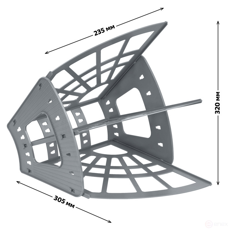 Лоток для бумаг веерный СТАММ "Эконом", 3-х секционный, серый