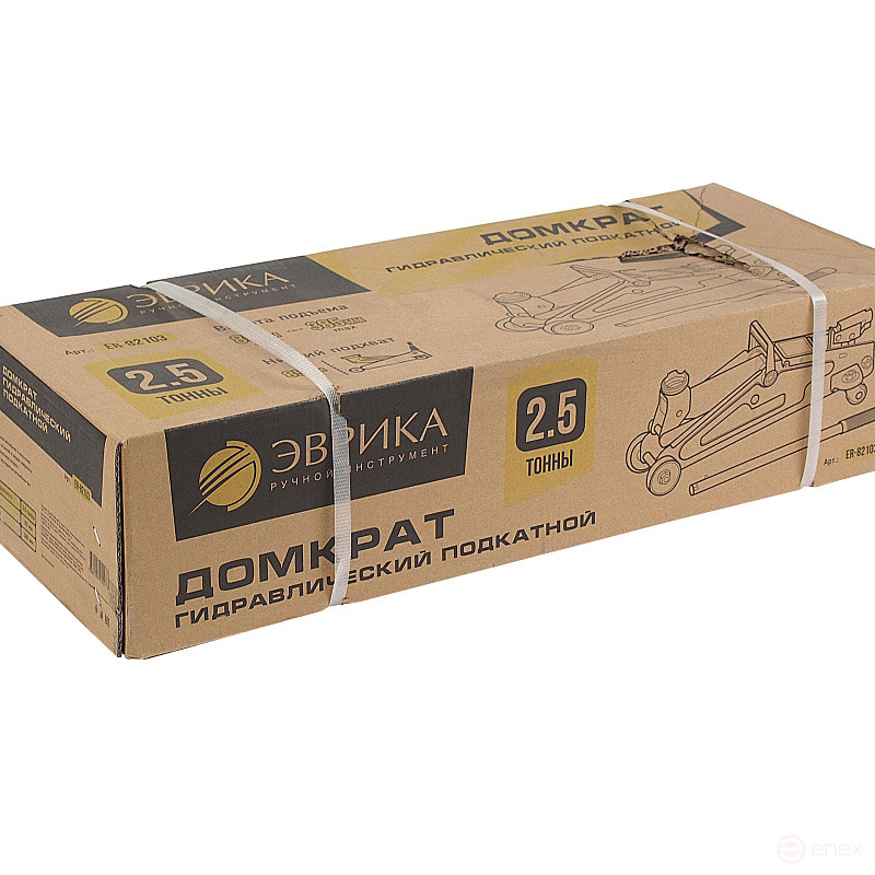Домкрат гидравлический ER-82103 подкатной 2,5т с низким подхватом (выс.подъема 85-385мм) ЭВРИКА /1