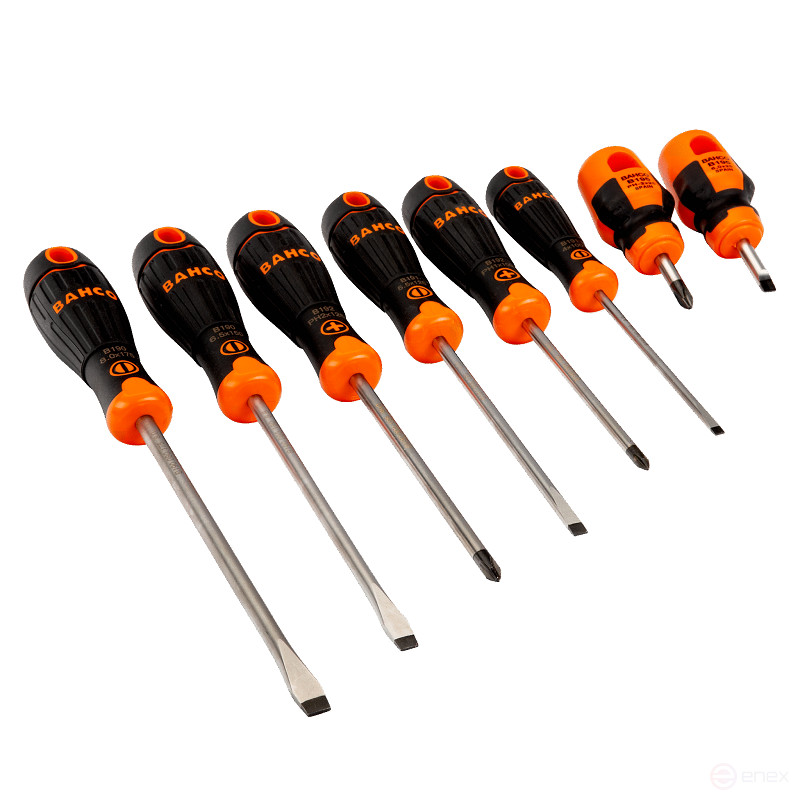 Screwdriver set for screws with slot and Philips, 8 pcs
