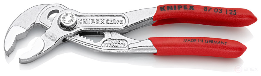 KNIPEX COBRA® клещи переставные с фиксатором, 25 мм (1"), под ключ 27 мм, L-125 мм, хром, 1-к ручки