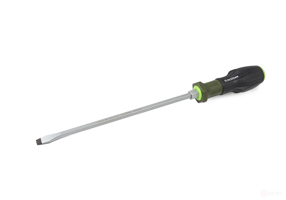 Reinforced screwdriver with three-component handle, slotted 8x250 mm
