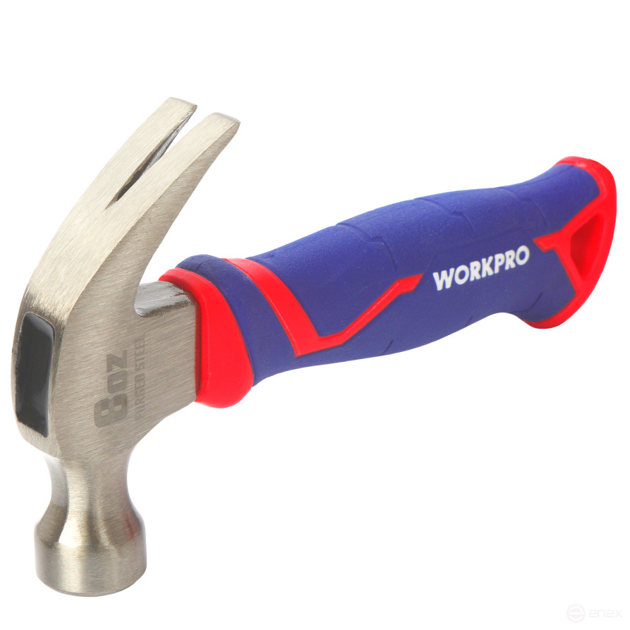 Carpentry Hammer with fiberglass Handle 225g Short WP241008 WORKPRO
