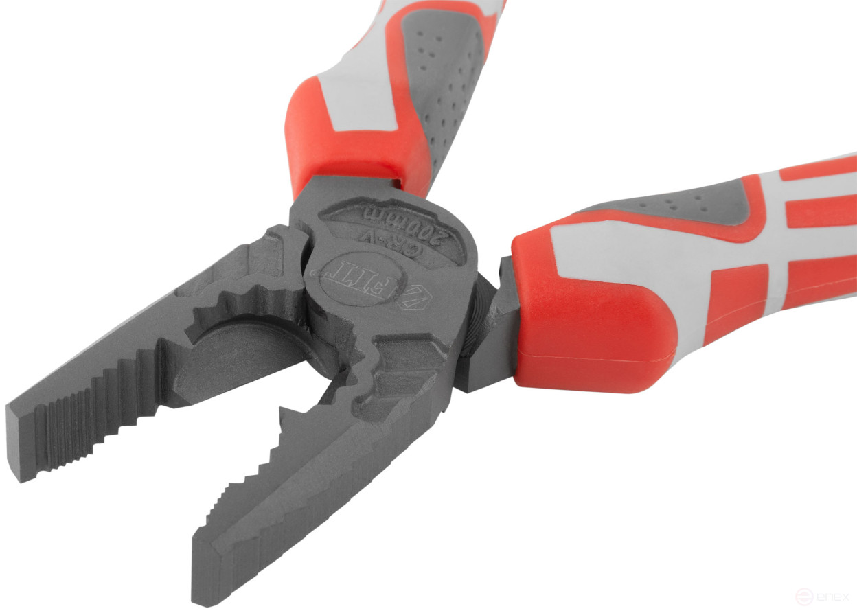 Плоскогубцы комбинированные "Эталон", CrV сталь, ребра жесткости на губках, тефлоновое покрытие, 3К прорезиненные ручки 200 мм