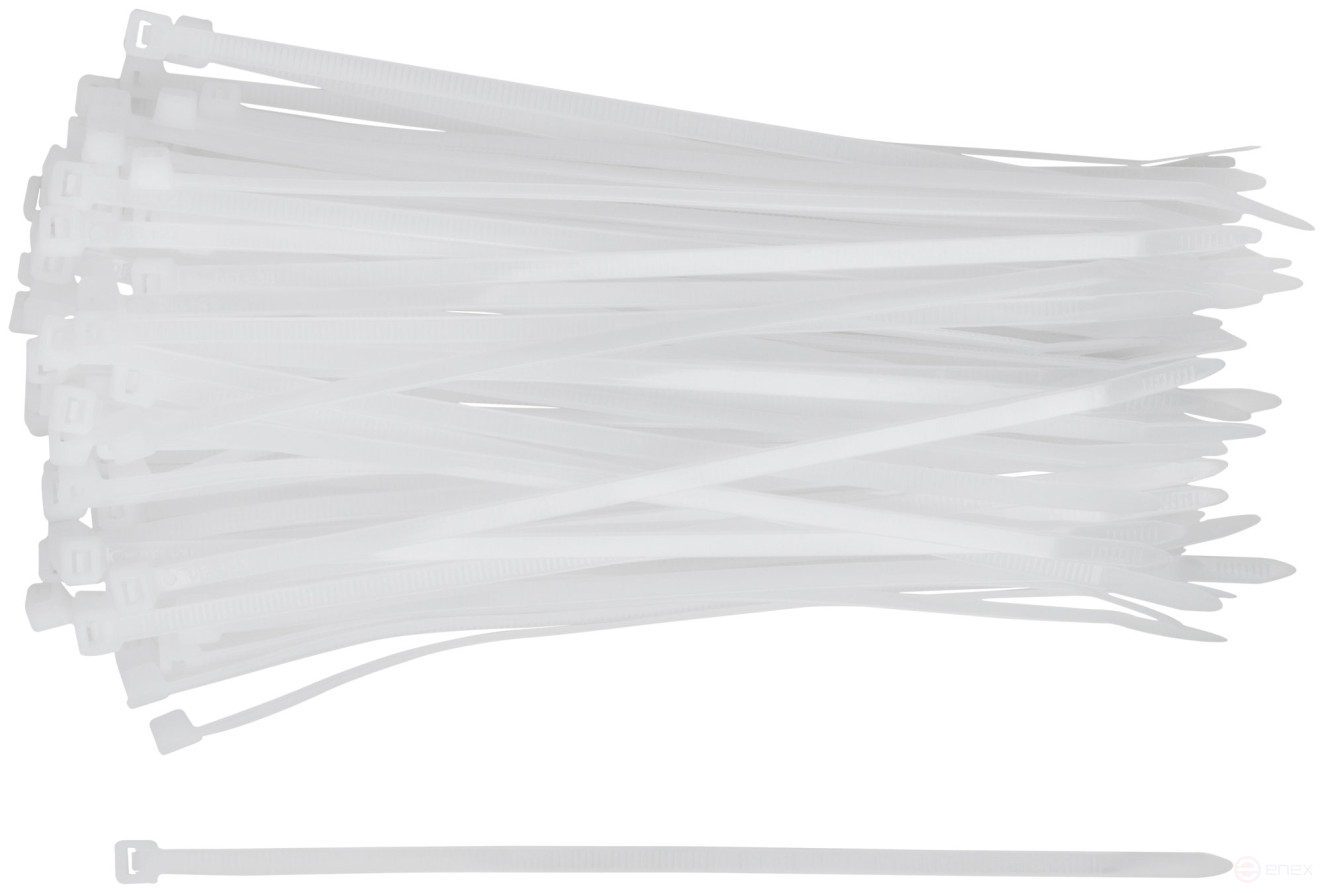 Хомуты нейлоновые для проводов, белые 100 шт., 4,8х200 мм