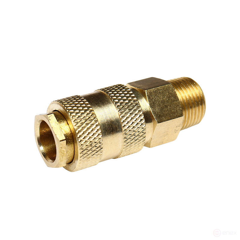 Быстроразъем пневматический ER-BSE1-3SM:с клапаном с наружной резьбой 3/8" (латунь) ЭВРИКА /1/10