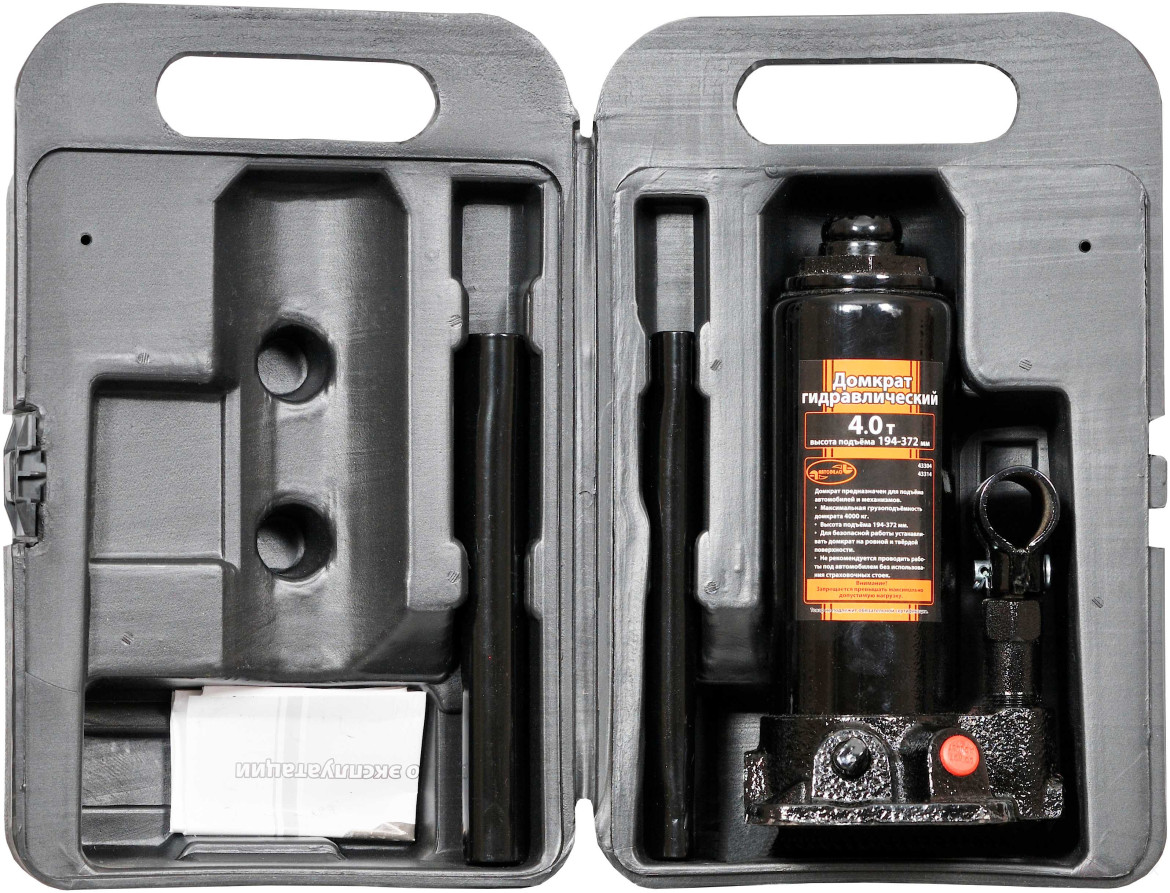 Домкрат гидр. 4.0т (195-373 мм в футляре) (АвтоDело) (43314/1)