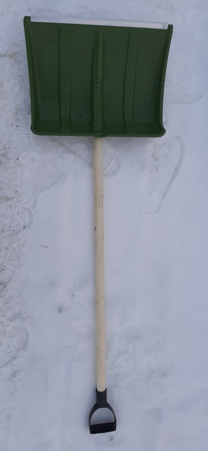 Plastic shovel "LEDOk" COLOR with wooden handle and V-shaped handle, 470x350 mm