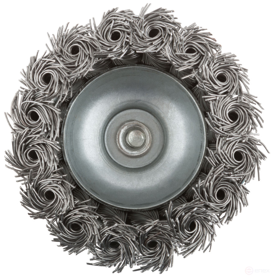 Bowl type, with pin, 75 mm twisted steel wire