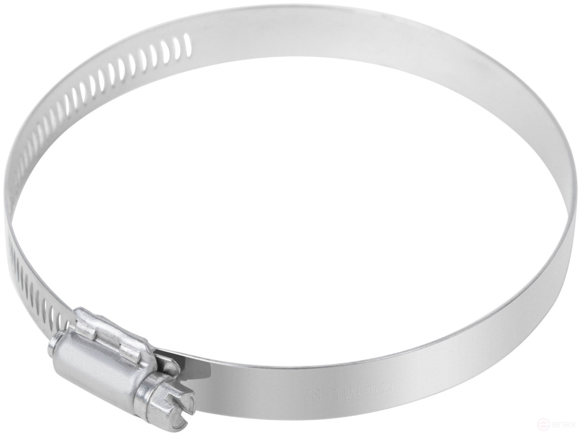 Хомут обжимной просечной, ширина 12,7 мм, нерж.сталь 78-101 мм