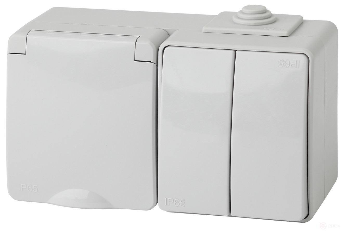 Socket with switch ERA Expert 11-7602-03 IP65 16A-10AX-250V AC Grey