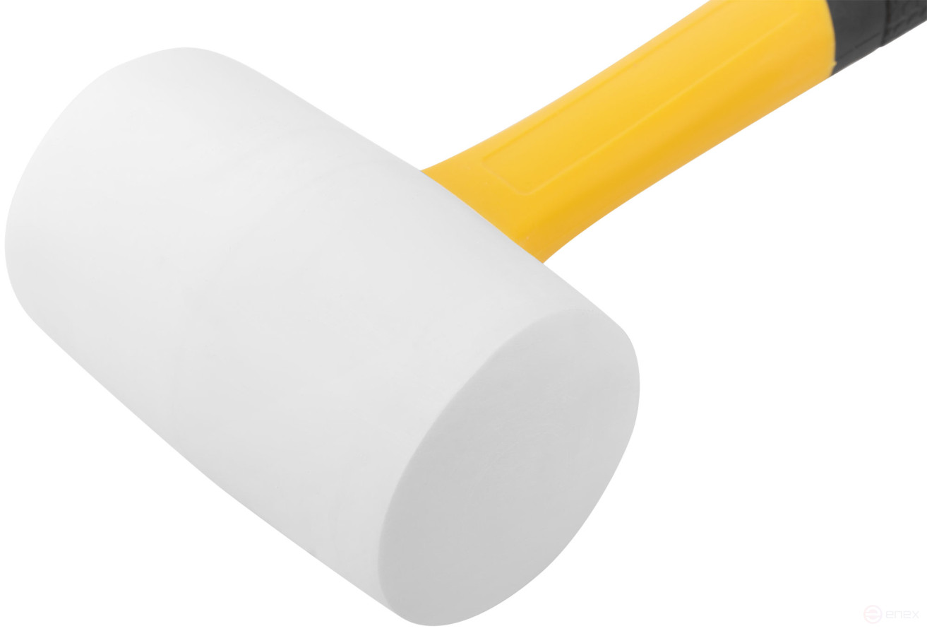 Киянка резиновая белая, фиберглассовая ручка 60 мм (450 гр)