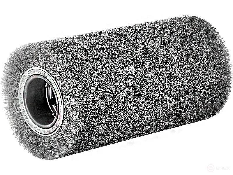 Щетка цилиндрическая гофрированная, Д300 мм, ширина 600 мм, нержавеющая гофрированная проволока ROH 0,35 мм, посадочное отверстие 120 мм