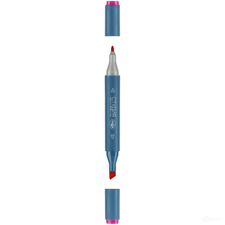A set of double-sided markers for sketching Gamma "Studio" 108tsv., basic colors, triangular body, bullet-shaped /wedge-shaped. tips, plastic case
