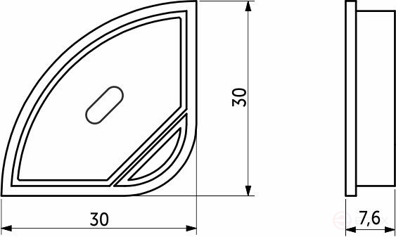 Заглушка к алюминиевому профилю ORION-GREAT 3030C, форма четверть круга, AKS