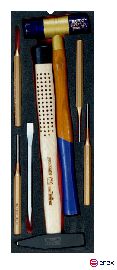 A set of tools in a bed, 7 pcs.