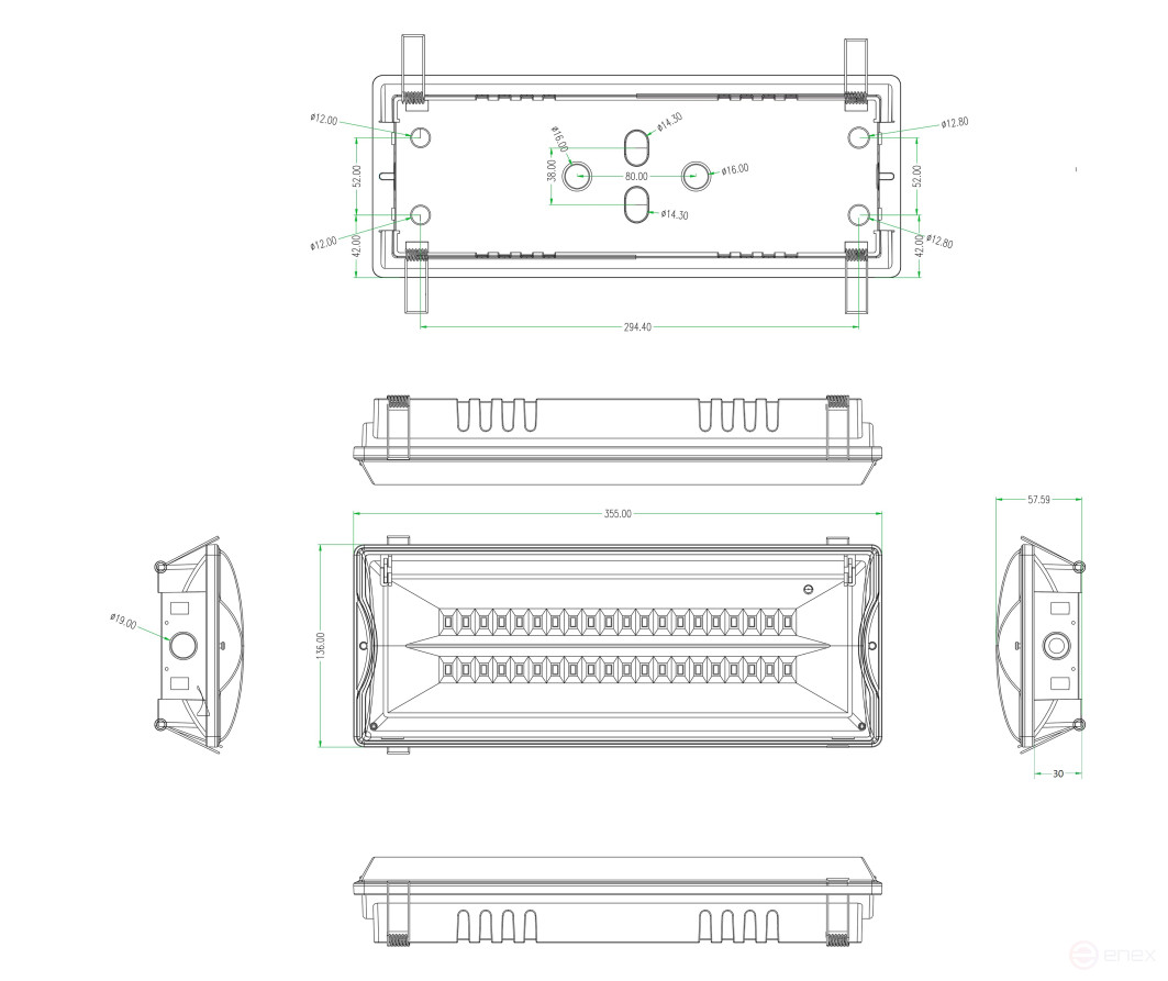 Emergency Lamp LED ERA DPA-301-1-65 permanent/Non-permanent 40LED 3H IP65