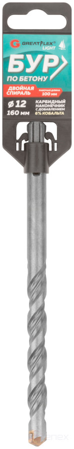 Бур по бетону, SDS-Plus, GreatFlex Light, 12x160 мм
