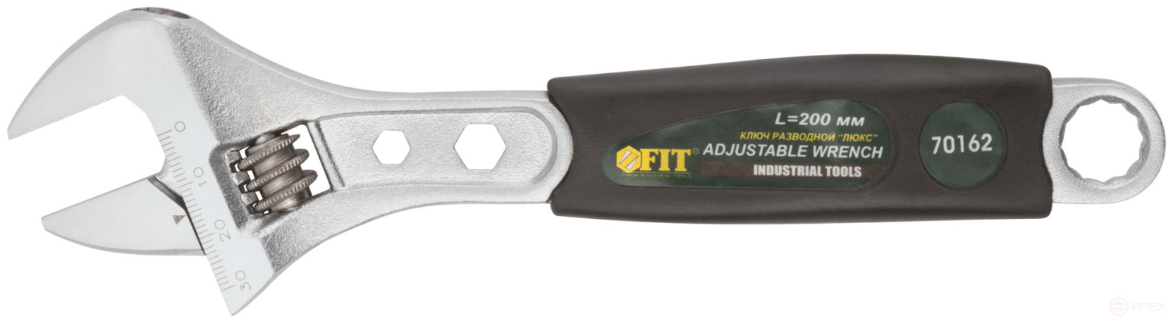 Adjustable key Lux, scale, magnified.grip, rubberized.handle 200 mm (30 mm)