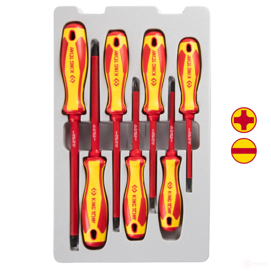 Screwdriver set, dielectric, 7 pieces KING TONY 30617MR