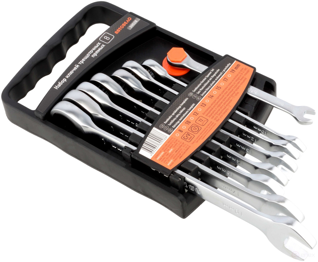 Set of combination ratchet wrenches (Avtodor) 8 pcs.(holder) 30028