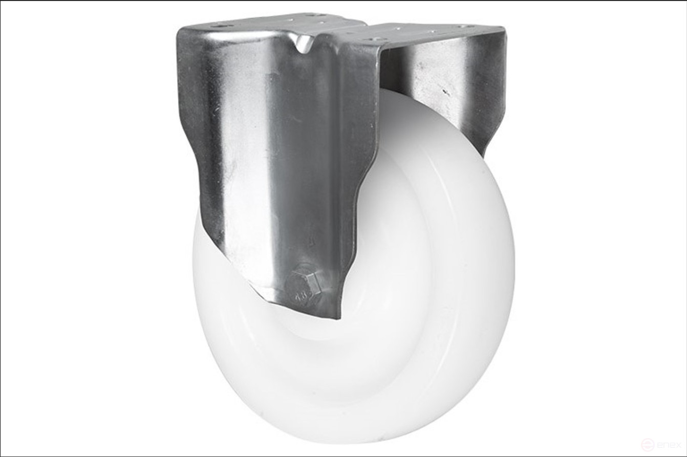 The wheel support is non-rotating with a heavy-duty polyamide panel